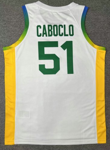 51 Caboclo 2024 Olympics Brazil Team Basketball Jersey White